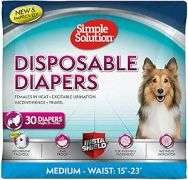 Simple Solution Disposable Dog Diapers 15-23 Inch Waist, 30 Count
