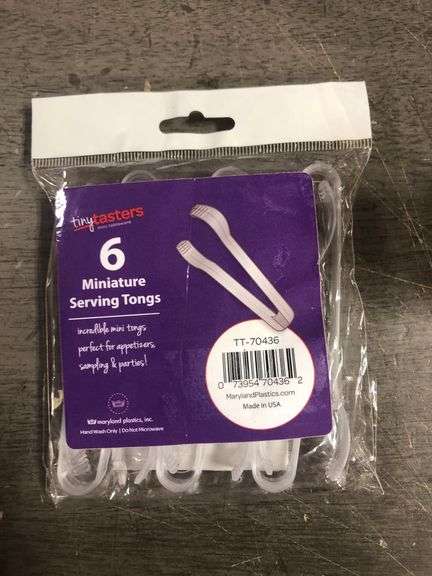 Tiny Tasters Clear Disposable Tongs (4.5"), Pack of 6 Small Plastic Tongs for Serving Mini Dishes & 