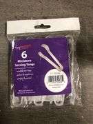 Tiny Tasters Clear Disposable Tongs (4.5"), Pack of 6 Small Plastic Tongs for Serving Mini Dishes & 
