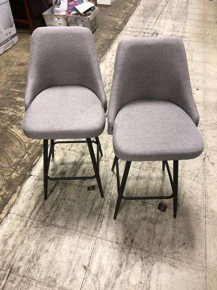 BTEXPERT Set of 2 Pack, Premium upholstered Dining 25" Seat Height High Back Bar Stool Chairs, Gray 
