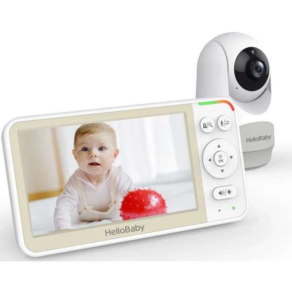 HelloBaby Video Baby Monitor-HB6256 with Remote Pan-Tilt and Zoom, 1000ft Long Range