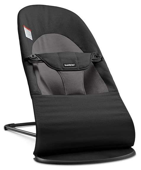 BabyBjörn Bouncer Balance Soft, Black/Dark Gray, Woven | 2-in-1 Adjustable Baby Bouncer Seat