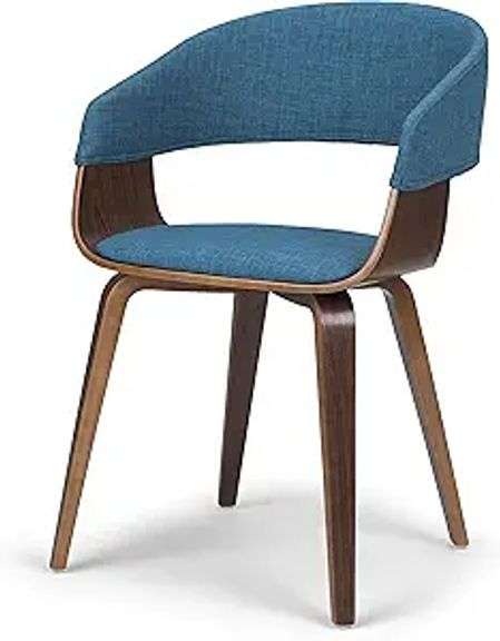 SIMPLIHOME Lowell Dining Chairs - Upholstered Walnut Finish Bentwood Frame and Linen-Style Fabric Ki