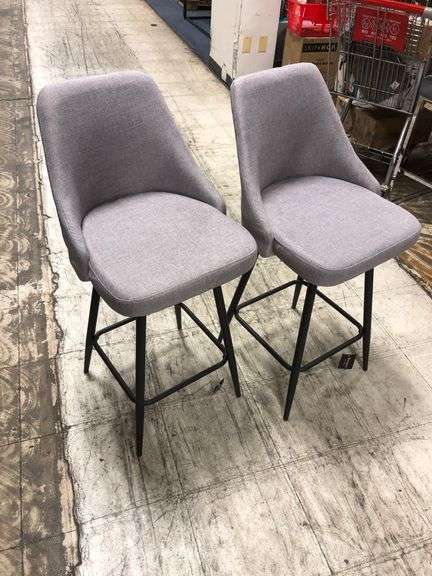 BTEXPERT Set of 2 Pack, Premium upholstered Dining 25" Seat Height High Back Bar Stool Chairs, Gray 