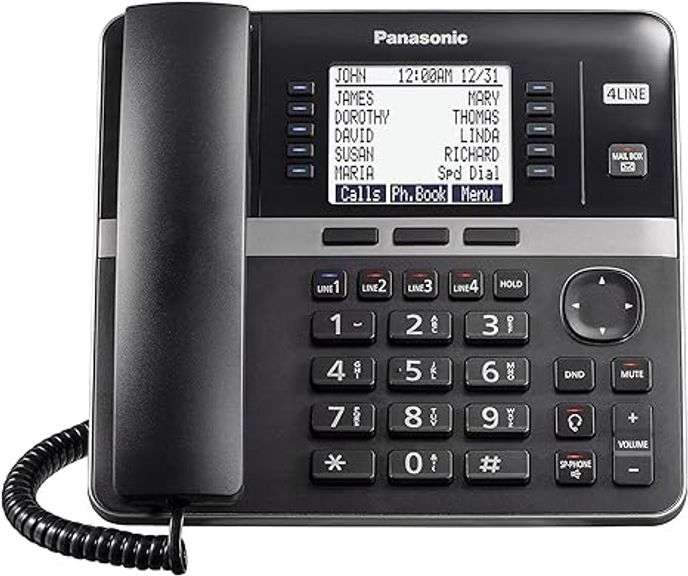 Panasonic Office Phone System, Corded Base Station with 4-Lines Expandable with Up to 10 Compatible 