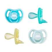 Tommee Tippee Ultra-Light Silicone Baby Pacifier 6-18m - Blue/Yellow - 4pk