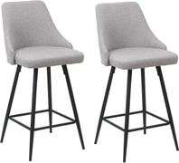 BTEXPERT Set of 2 Pack, Premium upholstered Dining 25" Seat Height High Back Bar Stool Chairs, Gray 