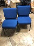 Set of 2 Flash Furniture HERCULES Series 21''W Stacking Church Chair in Navy Blue Fabric - Silver Ve
