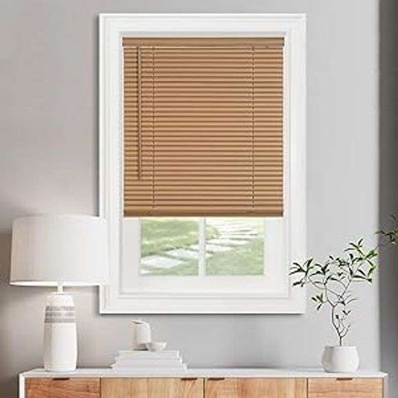 Cordless Light Filtering Mini Blind - 30 Inch Width, 72 Inch Length, 1" Slat Size - Woodtone