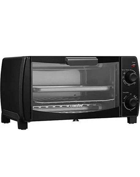 COMFEE' 4 Slice Small Toaster Oven Countertop, 1000 Watts, 2-Rack Capacity, Black (CFO-BB101)