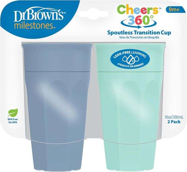 Dr. Brown's Milestones Cheers 360 Training Cup for Toddlers & Babies, Leak-Free Sippy Cup