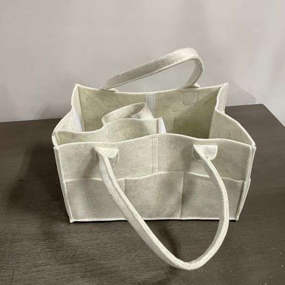 Parker Baby Diaper Caddy - Nursery Storage Bin and Car Organizer for Diapers and Baby Wipes - White,
