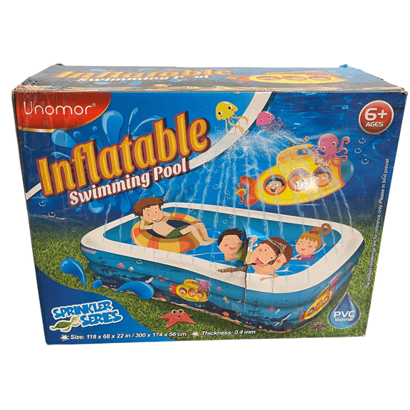 Unomor Inflatable Swimming Pool - with Sprinkler Blow Water Up