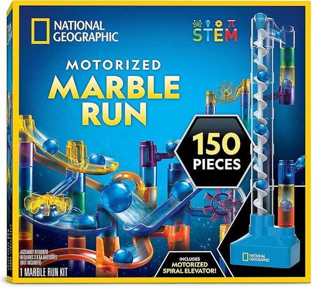 National Geographic Marble Run with Motorized Elevator - 150-Piece Marble Maze Kit