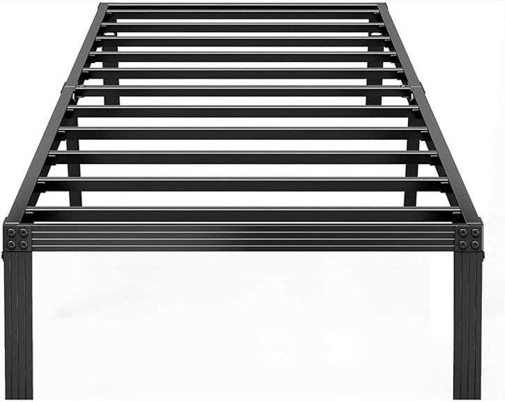 Twin Size Bed Frame, 14 Inch High Sleek and Durable Metal Bed Frame, No Box Spring Needed Platform