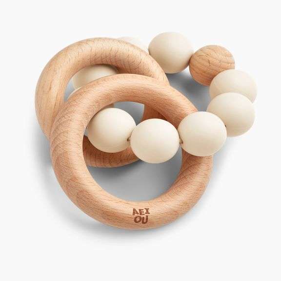 AEIOU Silicone & Wood Multi-Ring Teether
