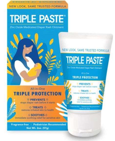 Triple Paste All-in-One Zinc Oxide Diaper Rash Ointment, 2 Oz