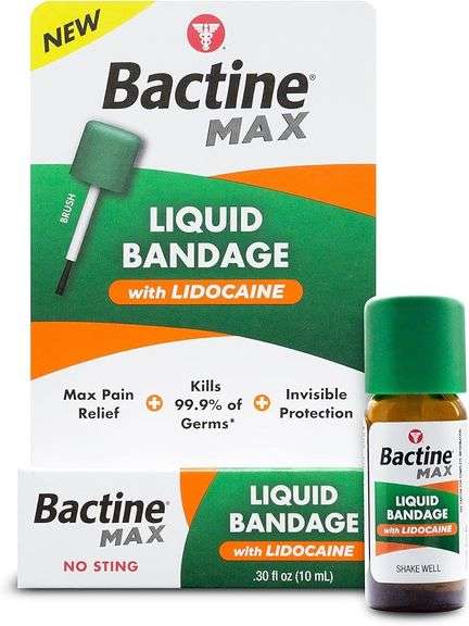 Bactine MAX Liquid Bandage with Lidocaine - Wound Cleaning Liquid Bandage for Skin