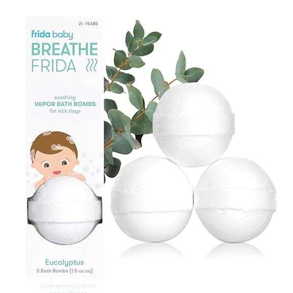 Frida Baby Natural Vapor Bath Bombs for Toddlers & Kids, Eucalyptus Essential Oil Bath Bombs for Aro