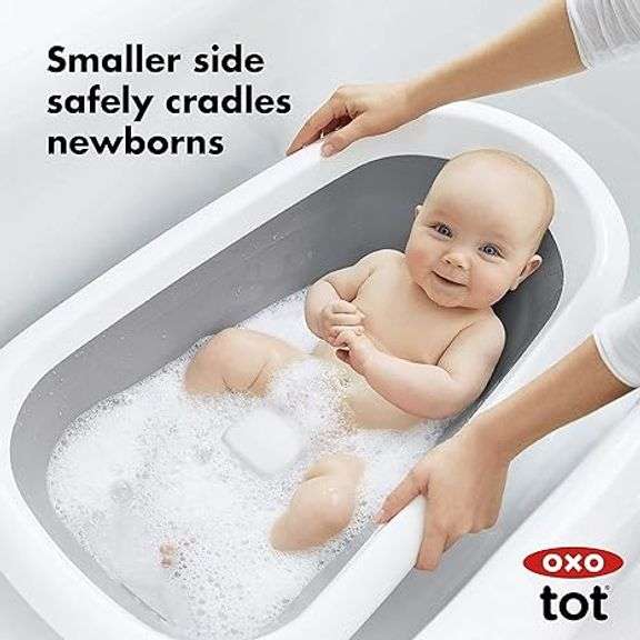 OXO TOT Splash & Store Bathtub | Baby Bathtub | Newborn Baby Essentials | for Keeping Bathtime Secur