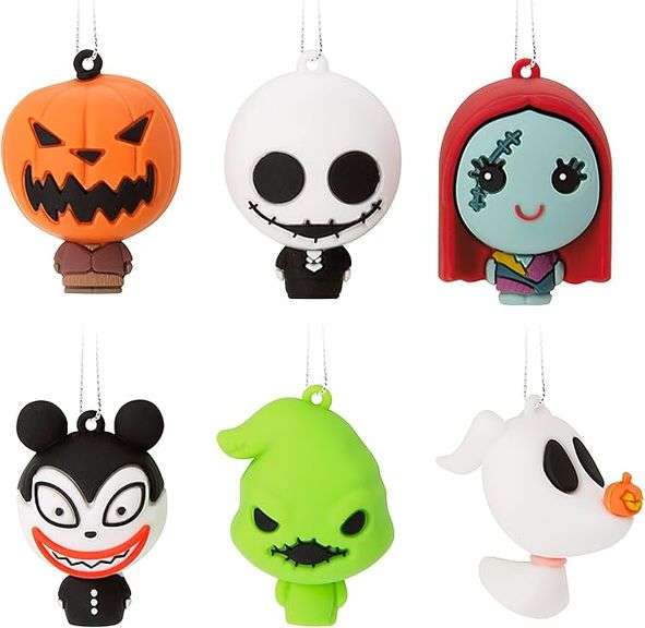 Hallmark Disney Tim Burton's The Nightmare Before Christmas Mini Christmas Ornaments, Shatterproof, 