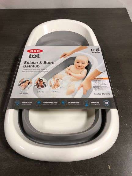 OXO TOT Splash & Store Bathtub | Baby Bathtub | Newborn Baby Essentials | for Keeping Bathtime Secur