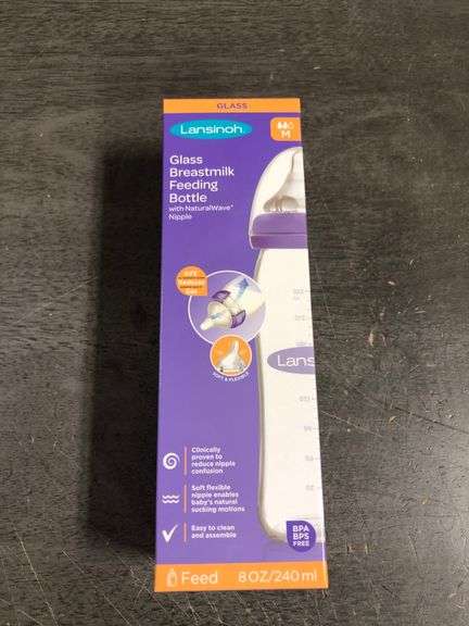 NEW Lansinoh Glass Baby Bottle 240ml 8OZ Medium flow
