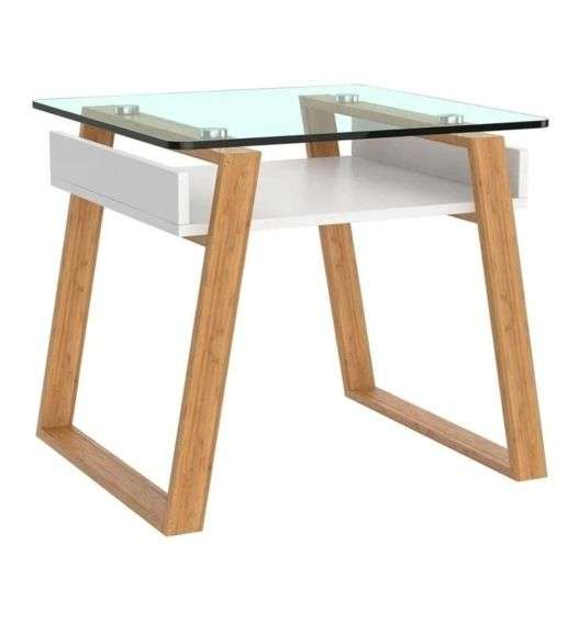 bonVIVO Side Table Accent Coffee Table Modern Glass Living Room Table