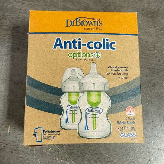 Dr. Brown's Options+ Wide-Neck Anti-Colic Glass Baby Bottle - 2pk 5 oz
