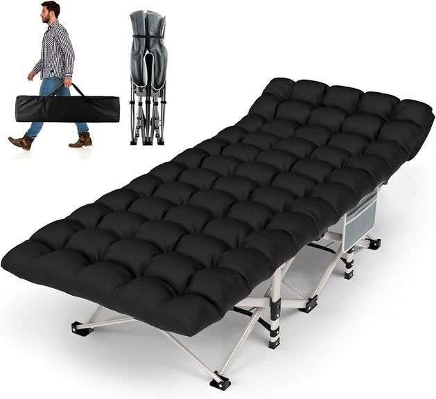 Camping Cot for Adults, Heavy-Duty Portable Cot Bed with Mattress, Max Load 450 LBS