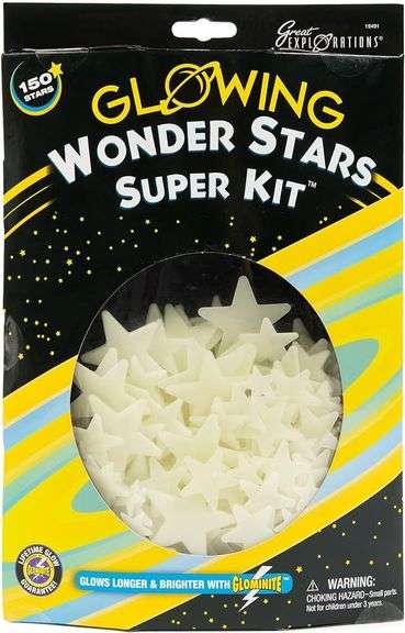 Great Explorations: Wonder Stars Super Kit, Glow In The Dark Ceiling Stars. 150 Pieces