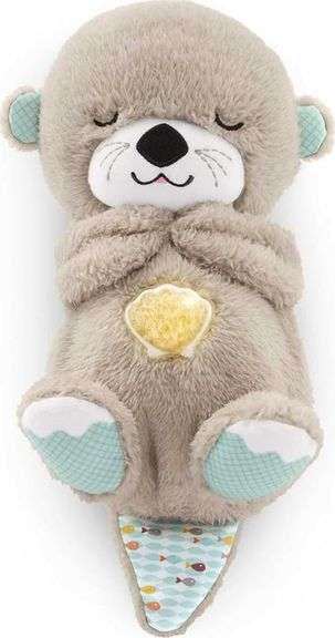 Fisher-Price Baby Toy Soothe 'n Snuggle Otter Portable Plush Sound Machine with Music Lights & Breat