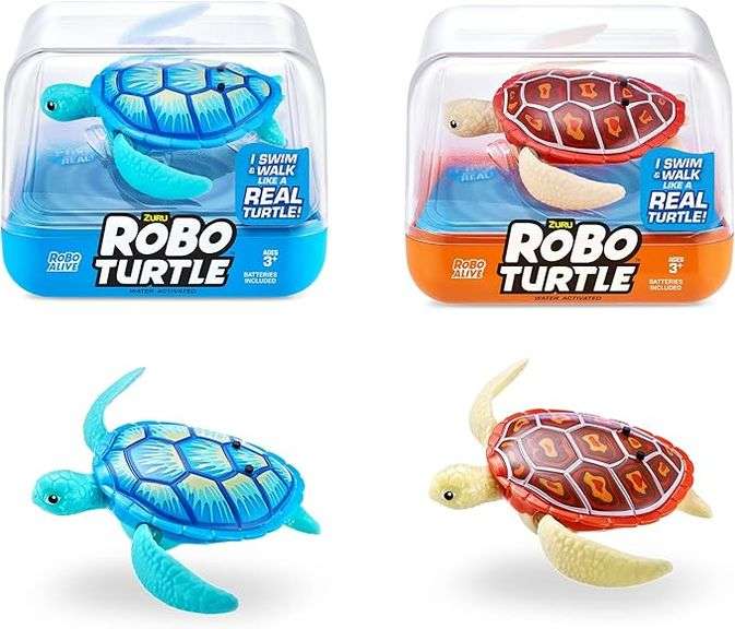 ROBO ALIVE Robo Turtle Robotic Swimming Turtle (Orange + Blue) by ZURU Water Activated
