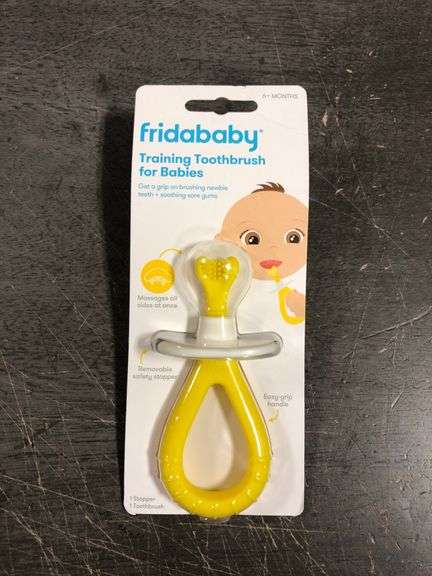 Frida Baby Training Toothbrush for Babies with Soft Silicone Bristles, Yellow
