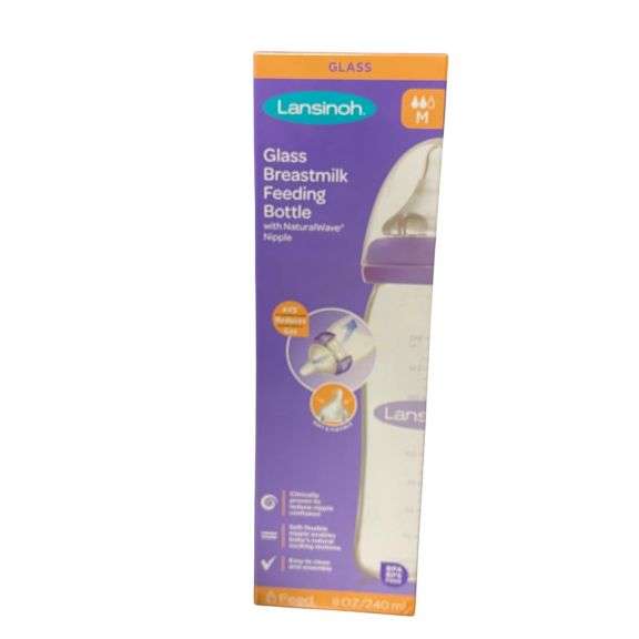 NEW Lansinoh Glass Baby Bottle 240ml 8OZ Medium flow (Set of 2)