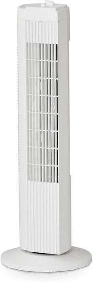 Mainstay FZ10-19MW 28 Inch 3 Speed Compact Oscillating Tower Fan with Auto Shutoff, White (White)