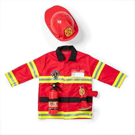 Melissa & Doug Fire Chief Role Play Costume Dress-Up Set Pretend Fire Fighter Outfit With Realistic 