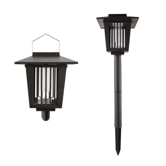 Pure Garden Outdoor Solar-Powered Light Fixture and Insect Zapper (Set of 12 - Black)