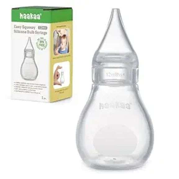 Haakaa Silicone Baby Nasal Aspirator | Nose Bulb Syringe | Easy-Squeezy Baby Nose Cleaner