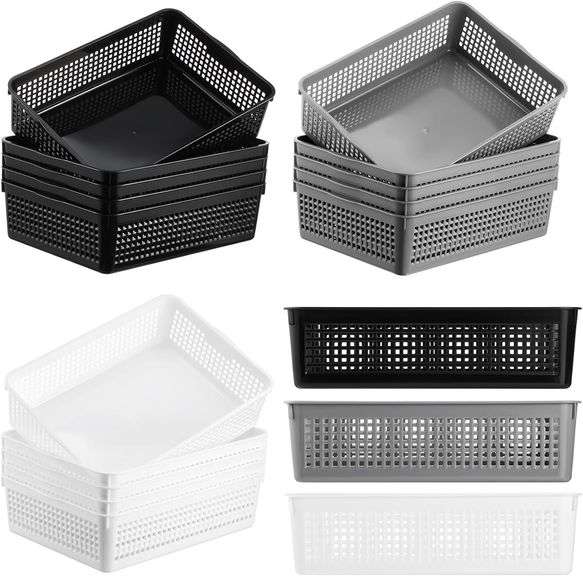 Ziliny 15 Pack Classroom Plastic Baskets Classroom Storage Trays Desktop File Organizer Tray Homewor