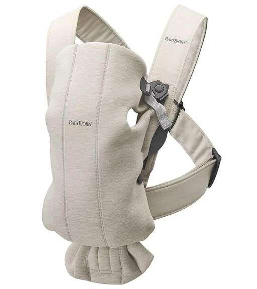 BabyBjörn Baby Carrier Mini, 3D Jersey, Light Beige, Newborn Carrier (7-25 lbs)
