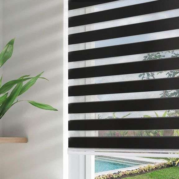 Joydeco Cordless Zebra Blinds for Windows, Dual Layer Free-Stop Zebra Shades