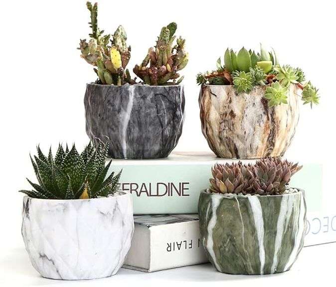 SE SUN-E Sun-E Modern Style Marbling Ceramic Flower Pot Succulent/Cactus Planter Pots Container Bons