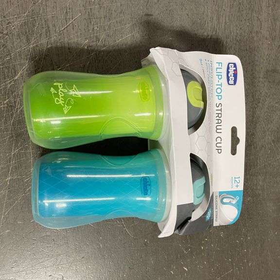 Chicco Double Wall Insulated Flip-Top Sippy Cup with Silicone Straw and Spill-Free Lid 9oz.