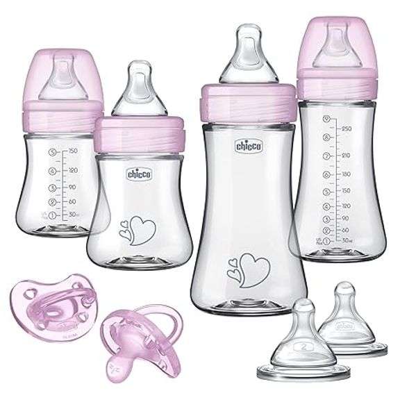 Chicco Duo Newborn Hybrid Baby Bottle Starter Gift Set with Invinci-Glass Inside and Plastic Outside