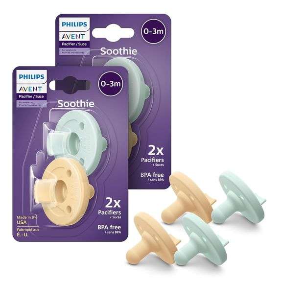 Philips Avent Soothie Orthodontic Baby Pacifiers, 100% Silicone Pacifiers, One Piece