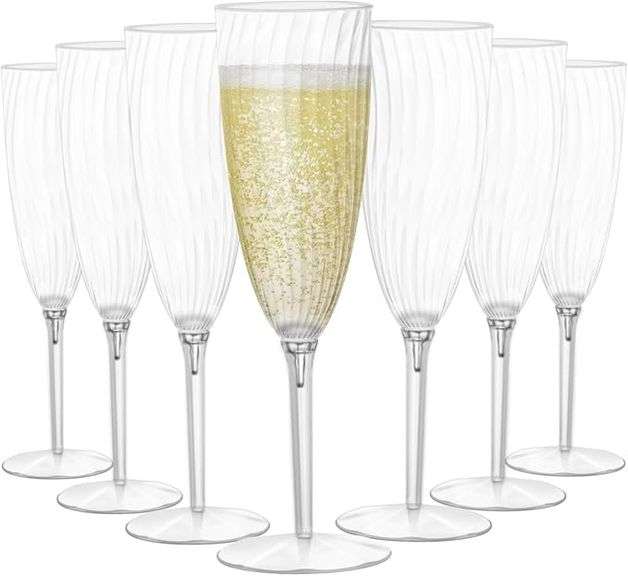 Homvle Plastic Champagne Flutes 96 Pack, Disposable Plastic Champagne Glasses 6 OZ