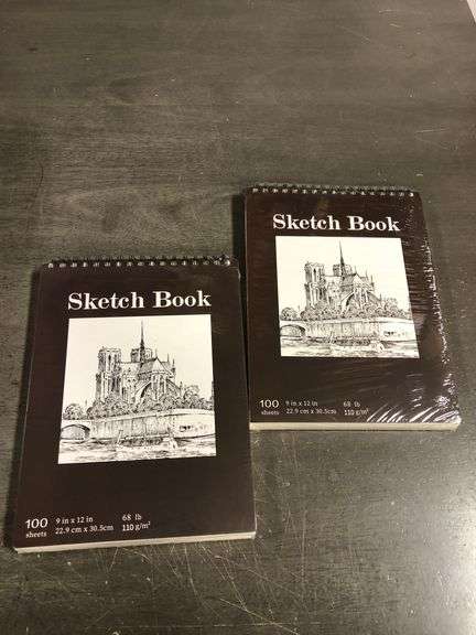 Set of 2 9" x 12" Sketch Book, Top Spiral Bound Sketch Pad, 100 Sheets Each