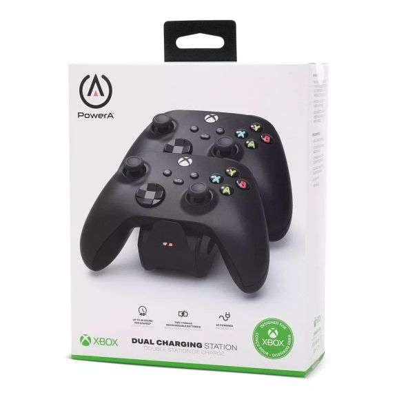 PowerA Dual Charging Station for Xbox Series X|S/Xbox One Wireless Controllers - Black: Charge Indic