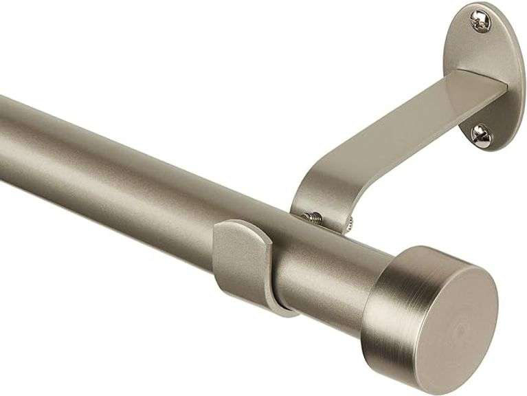 Serena Single Curtain Rod for Curtains and Drapery with Contemporary Cap Finials, 1-Inch Diameter